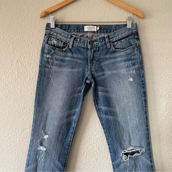 Y2K Abercrombie & Fitch Erin Low Rise Straight Jeans Women’s 2S Blue Whiskering - Picture 3 of 16